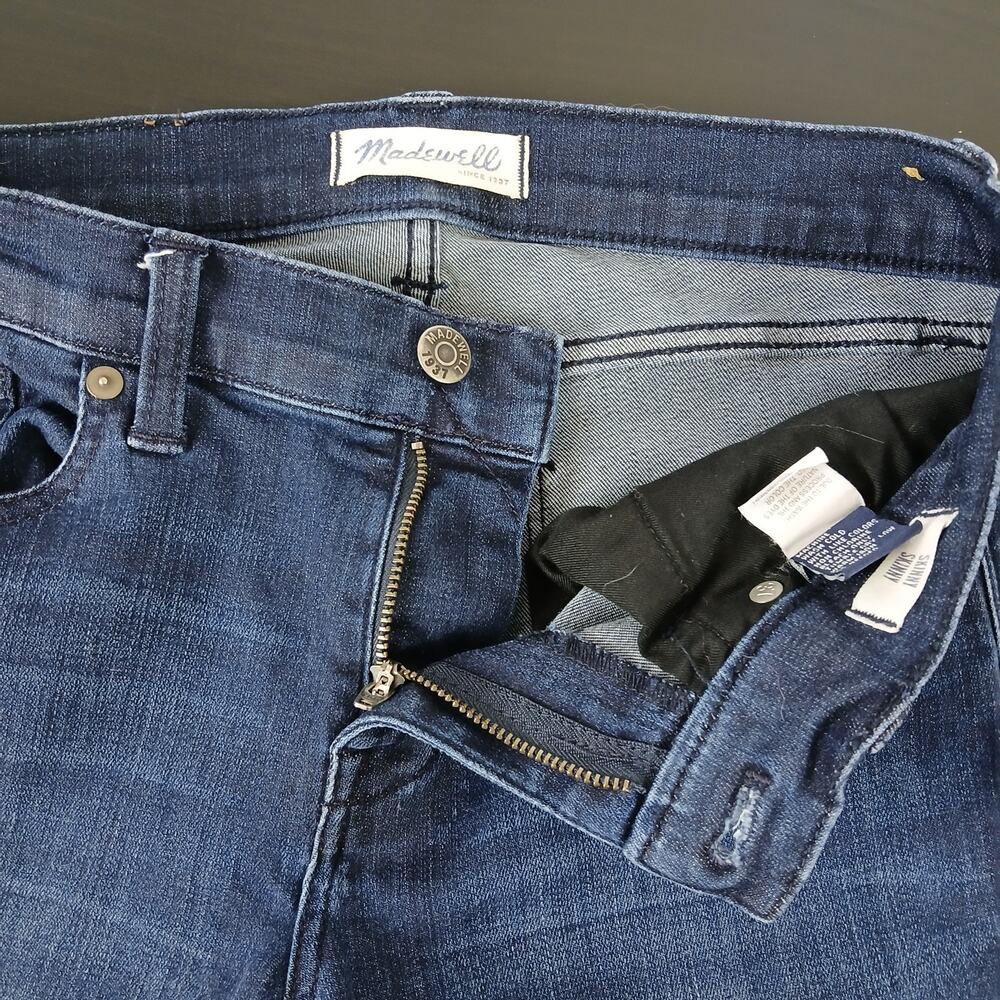 Madewell Skinny Skinny Ankle Zip Jeans size 27 med indigo blue mid-rise 28Wx29L - Picture 6 of 16